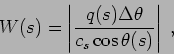 \begin{displaymath}
W(s) = \left\vert \frac {q(s) \Delta\theta }{ c_s \cos\theta (s)} \right\vert ,
\end{displaymath}