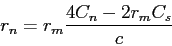 \begin{displaymath}
r_n = r_m\frac { 4C_n - 2r_mC_s }{c}
\end{displaymath}