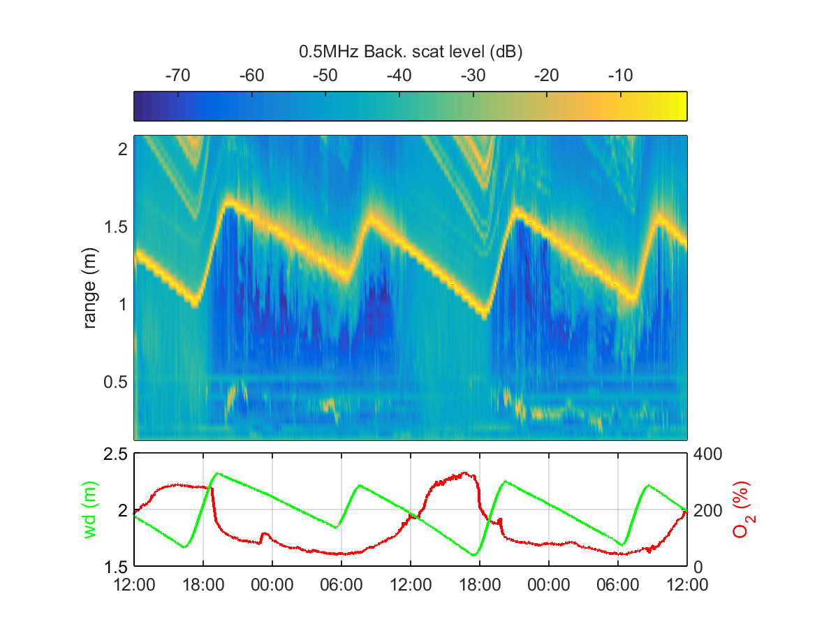 Diurnal variability of HF acoustic backscatter HF bacscatter